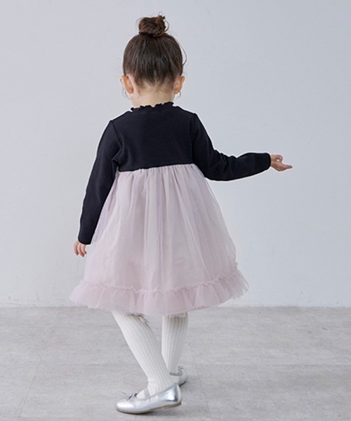 petit main(プティマイン)の「チュールドッキングワンピース(ワンピース・キッズ・ライトピンク/ブルーグレー・100cm/130cm/80cm/110cm/120cm/90cm)」の6枚目の写真
