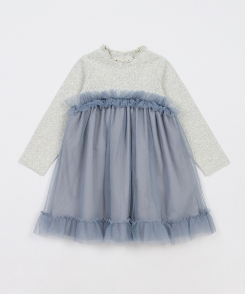 petit main(プティマイン)の「チュールドッキングワンピース(ワンピース・キッズ・ライトピンク/ブルーグレー・100cm/130cm/80cm/110cm/120cm/90cm)」の7枚目の写真