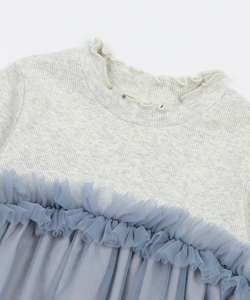 petit main(プティマイン)の「チュールドッキングワンピース(ワンピース・キッズ・ライトピンク/ブルーグレー・100cm/130cm/80cm/110cm/120cm/90cm)」の10枚目の写真