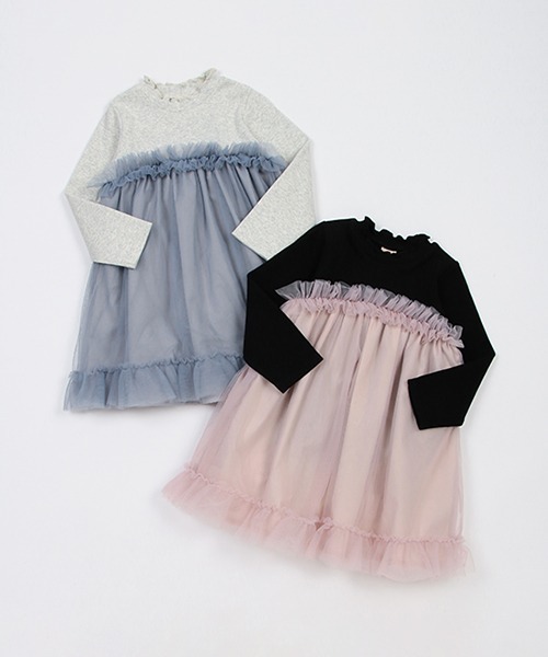 petit main(プティマイン)の「チュールドッキングワンピース(ワンピース・キッズ・ライトピンク/ブルーグレー・100cm/130cm/80cm/110cm/120cm/90cm)」の15枚目の写真