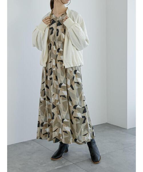 Te chichi（テチチ）の「ジオメトリックラインプリントワンピース（ワンピース・レディース・ネイビー/ベージュ・F）」の9枚目の写真