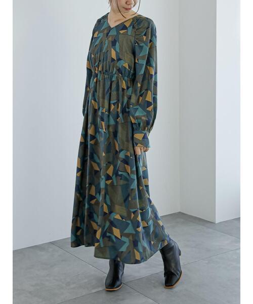 Te chichi（テチチ）の「ジオメトリックラインプリントワンピース（ワンピース・レディース・ネイビー/ベージュ・F）」の7枚目の写真