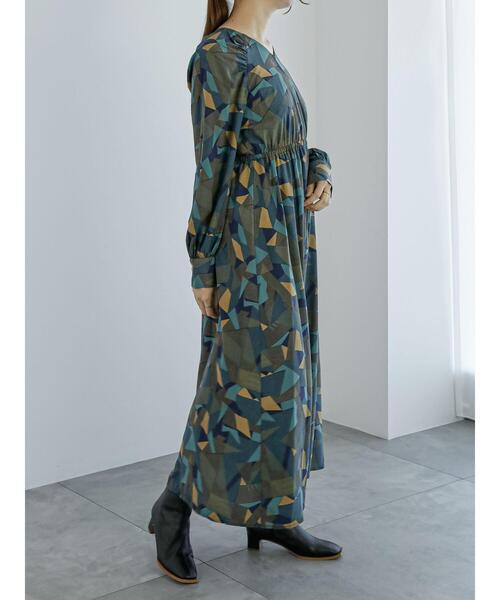 Te chichi（テチチ）の「ジオメトリックラインプリントワンピース（ワンピース・レディース・ネイビー/ベージュ・F）」の5枚目の写真