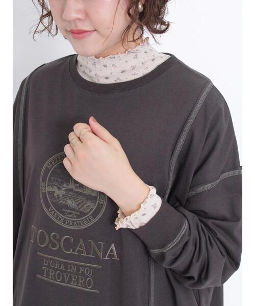 Samansa Mos2（サマンサ モスモス）の「シアーリブ花柄カットソー（Tシャツ/カットソー・レディース・イエロー/ベージュ/オレンジ・F）」の4枚目の写真