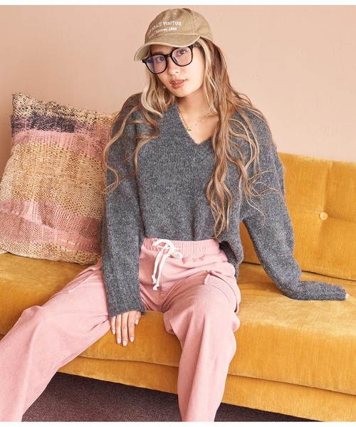 anap mimpi(アナップミンピ)の「ウール混VネックMIXニットトップス(ニット/セーター・レディース・グレイッシュベージュ/ピンク/ダークグレー・FREE)」の6枚目の写真