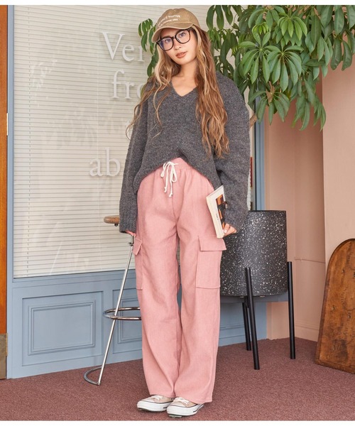 anap mimpi(アナップミンピ)の「ウール混VネックMIXニットトップス(ニット/セーター・レディース・グレイッシュベージュ/ピンク/ダークグレー・FREE)」の8枚目の写真