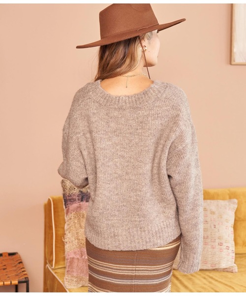 anap mimpi(アナップミンピ)の「ウール混VネックMIXニットトップス(ニット/セーター・レディース・グレイッシュベージュ/ピンク/ダークグレー・FREE)」の11枚目の写真