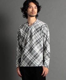 HIDEAWAYS NICOLE（ハイダウェイニコル）の「ブリスターチェックボンディング裏起毛Ｖネックプルオーバー（Tシャツ/カットソー・メンズ）」