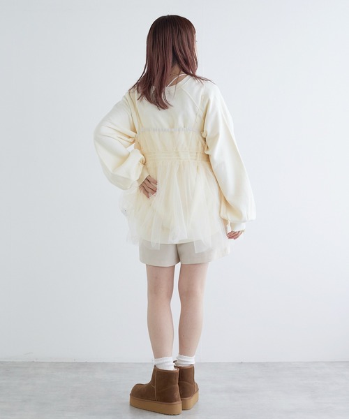 w closet（ダブルクローゼット）の「ネコプリントトレーナー（スウェット・レディース・オフホワイト/グレー/オートミール・FREE）」の6枚目の写真