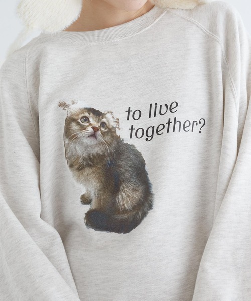 w closet（ダブルクローゼット）の「ネコプリントトレーナー（スウェット・レディース・オフホワイト/グレー/オートミール・FREE）」の19枚目の写真