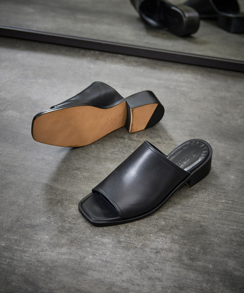 PADRONE パドローネ / BL SQUARE OPEN TOE SHOES スクエア