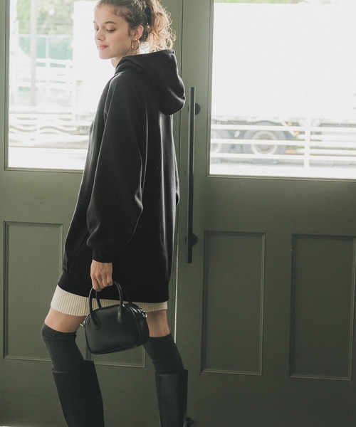 coca（coca）（コカ）の「ふわりーコクーンラグランパーカー（パーカー・レディース・グレー/ブラック/ダークブラウン・M/L）」の5枚目の写真