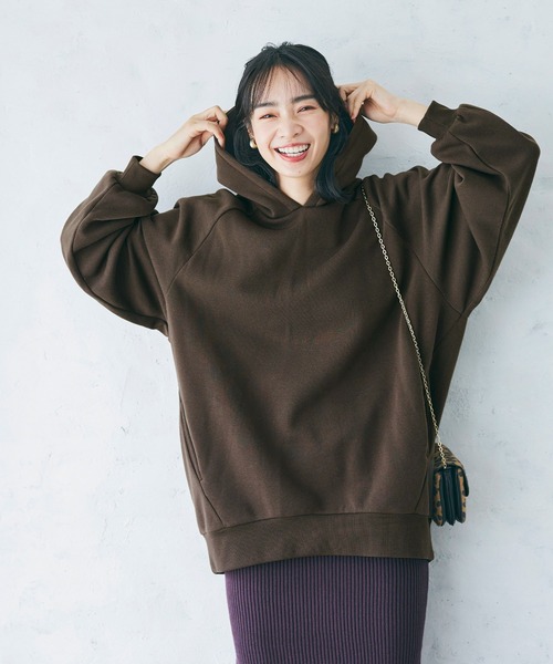 coca（coca）（コカ）の「ふわりーコクーンラグランパーカー（パーカー・レディース・グレー/ブラック/ダークブラウン・M/L）」の14枚目の写真