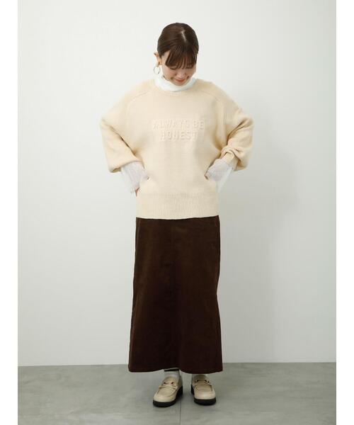 Lugnoncure（ルノンキュール）の「エンボスロゴニットプルオーバー（ニット/セーター・レディース・ブルー/チャコールグレー/オレンジ/オフホワイト・F）」の6枚目の写真