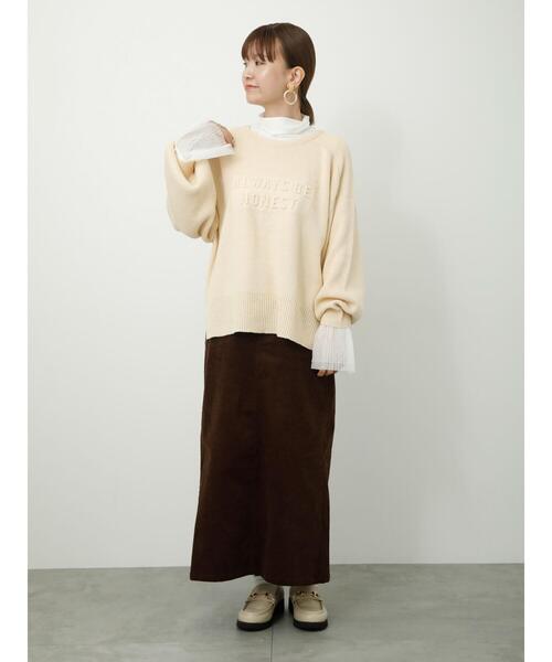 Lugnoncure（ルノンキュール）の「エンボスロゴニットプルオーバー（ニット/セーター・レディース・ブルー/チャコールグレー/オレンジ/オフホワイト・F）」の7枚目の写真