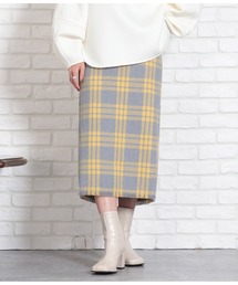 Settimissimo | チェック フリンジヘム ナロースカート タイト(スカート)
