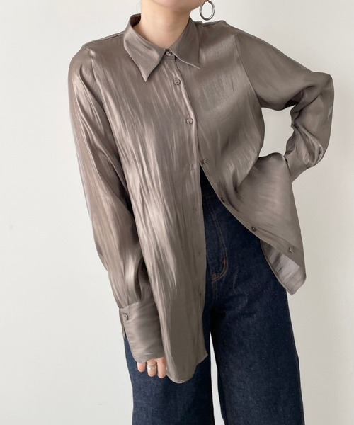 LOWRYS FARM(ローリーズファーム)の「グリッターシャツLS 977230(シャツ/ブラウス・レディース・アイボリー/チャコールグレー/グリーン・FREE)」の9枚目の写真