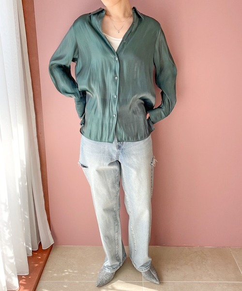 LOWRYS FARM(ローリーズファーム)の「グリッターシャツLS 977230(シャツ/ブラウス・レディース・アイボリー/チャコールグレー/グリーン・FREE)」の14枚目の写真