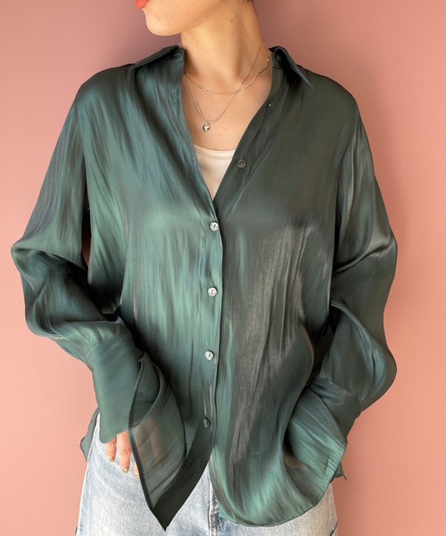 LOWRYS FARM(ローリーズファーム)の「グリッターシャツLS 977230(シャツ/ブラウス・レディース・アイボリー/チャコールグレー/グリーン・FREE)」の12枚目の写真