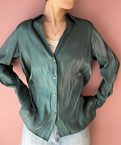 LOWRYS FARM(ローリーズファーム)の「グリッターシャツLS 977230(シャツ/ブラウス・レディース・アイボリー/チャコールグレー/グリーン・FREE)」の13枚目の写真