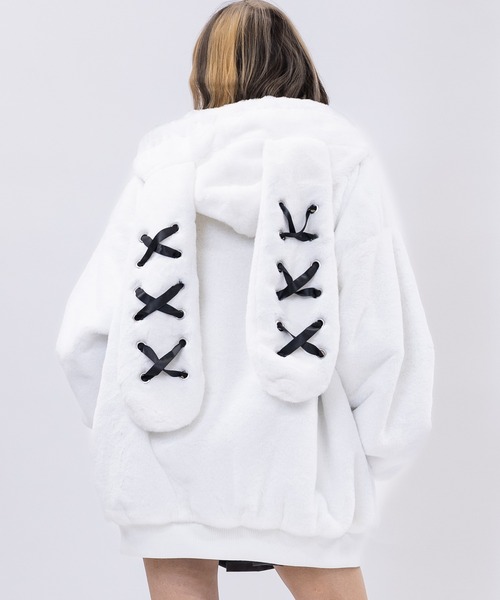 セール】【31】【25AW新色追加】うさ耳 ファーパーカー（パーカー