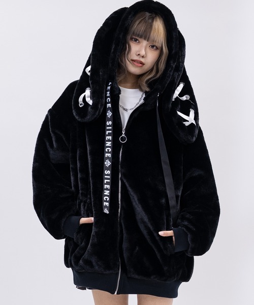セール】【31】【25AW新色追加】うさ耳 ファーパーカー（パーカー