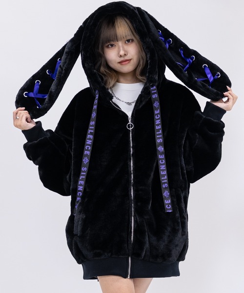 セール】【31】【25AW新色追加】うさ耳 ファーパーカー（パーカー