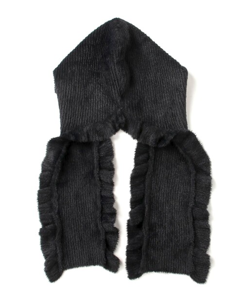 Casselini（キャセリーニ）の「【CASSELINI/キャセリーニ】ニットフードストール（ストール/ショール・レディース・ブラック/アイボリー・FREE）」の4枚目の写真