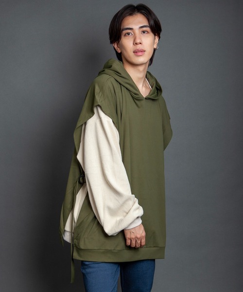 GGD SELECT（ジージーディー　セレクト）の「ワイドシルエットフードベスト（ベスト・メンズ・ベージュ系その他/カーキ・L/M）」の4枚目の写真