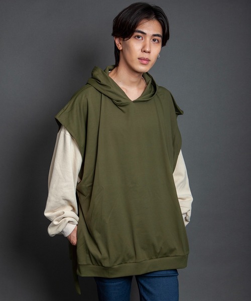 GGD SELECT（ジージーディー　セレクト）の「ワイドシルエットフードベスト（ベスト・メンズ・ベージュ系その他/カーキ・L/M）」の5枚目の写真