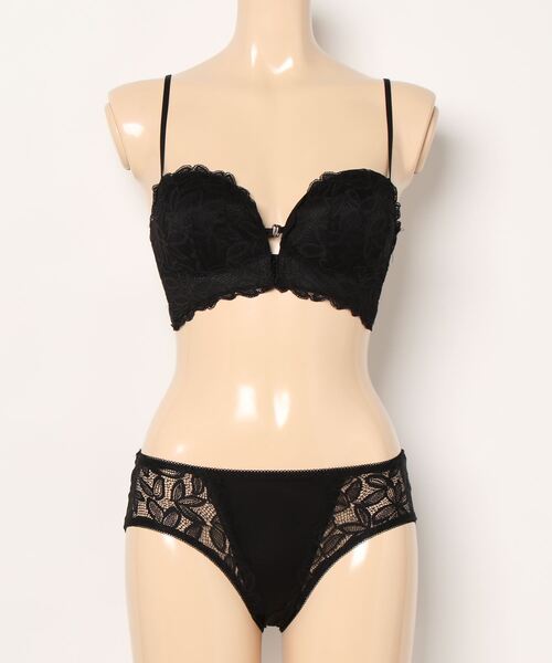 ブラショーツセット セール】フロントホックボタニカル2WAYブラ&ショーツセット（ブラ