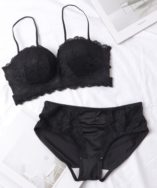 セール】フロントホックボタニカル2WAYブラ&ショーツセット（ブラ