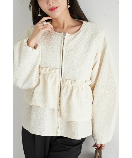 【ZOZO限定】ふくれジャガードフリルジャケット