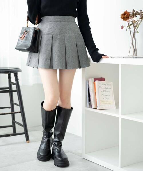WEGO（ウィゴー）の「WEGO/ボックスプリーツスカパン（スカート・レディース・杢グレー/ブラック・FREE）」の19枚目の写真