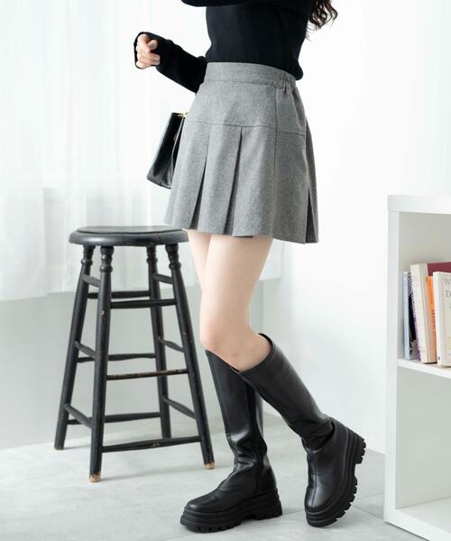 WEGO（ウィゴー）の「WEGO/ボックスプリーツスカパン（スカート・レディース・杢グレー/ブラック・FREE）」の18枚目の写真