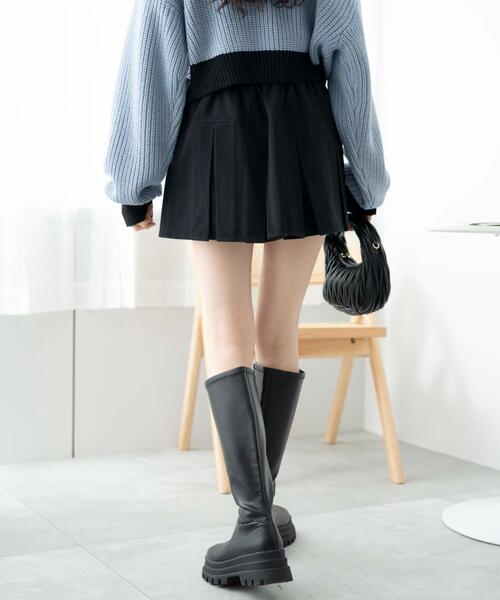 WEGO（ウィゴー）の「WEGO/ボックスプリーツスカパン（スカート・レディース・杢グレー/ブラック・FREE）」の12枚目の写真