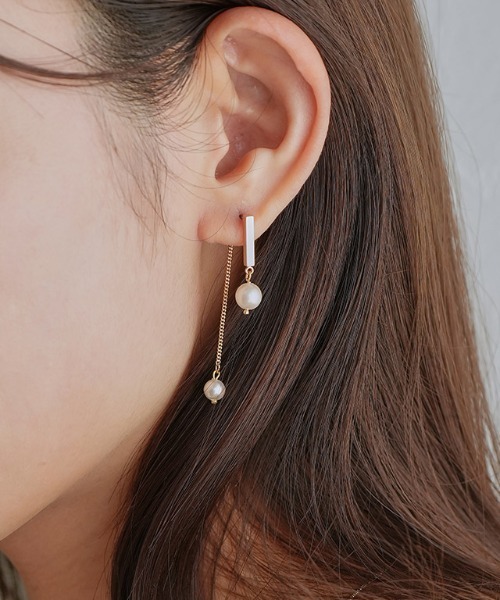 Pierrot（ピエロ）の「バックチェーンパールピアス（ピアス（両耳用