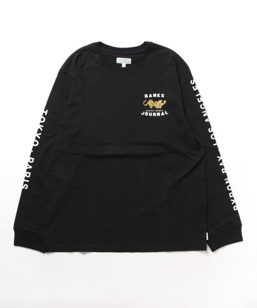 BANKS(バンクス)の「DESIGN TEE/BANKS(バンクス)オーバーサイズシルエット虎柄バックプリントロングカットソー(Tシャツ/カットソー・メンズ・ブラック/オフホワイト・LARGE/MEDIUM/SMALL)」の2枚目の写真