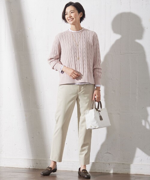 J.PRESS(ジェイプレス)の「【洗える】GIZA MERCERIZE COTTON ケーブル ニット(ニット/セーター・レディース・イエロー系/スカイブルー系/ベージュ系/ピンク系・LARGE/MEDIUM)」の11枚目の写真