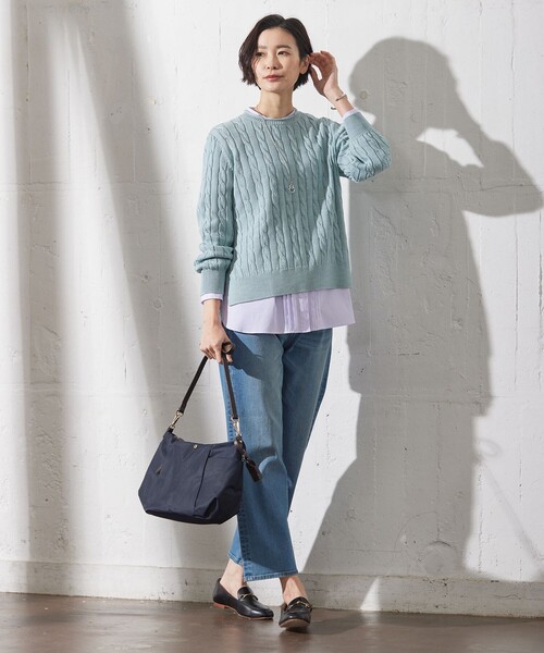 J.PRESS(ジェイプレス)の「【洗える】GIZA MERCERIZE COTTON ケーブル ニット(ニット/セーター・レディース・イエロー系/スカイブルー系/ベージュ系/ピンク系・LARGE/MEDIUM)」の16枚目の写真