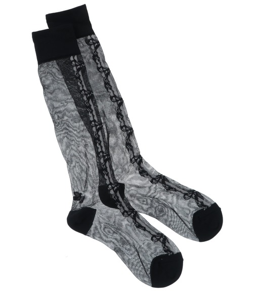 Candy Stripper（キャンディストリッパー）の「FANCY RIBBON SHEER HIGH ソックス（ソックス/靴下・レディース・ブラック/ミント/オフホワイト・FREE）」の3枚目の写真