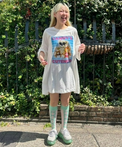 Candy Stripper（キャンディストリッパー）の「FANCY RIBBON SHEER HIGH ソックス（ソックス/靴下・レディース・ブラック/ミント/オフホワイト・FREE）」の13枚目の写真