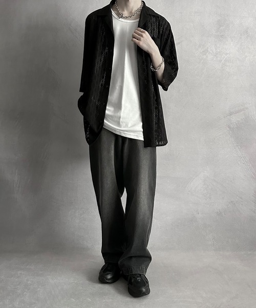 SERACE(セラス)の「【SERACE】Oversize open collar short sleeve lace shirt / オーバーサイズオープンカラー半袖レースシャツ(シャツ/ブラウス・メンズ・ホワイト/グレイッシュベージュ/ブラック・L/M)」の5枚目の写真