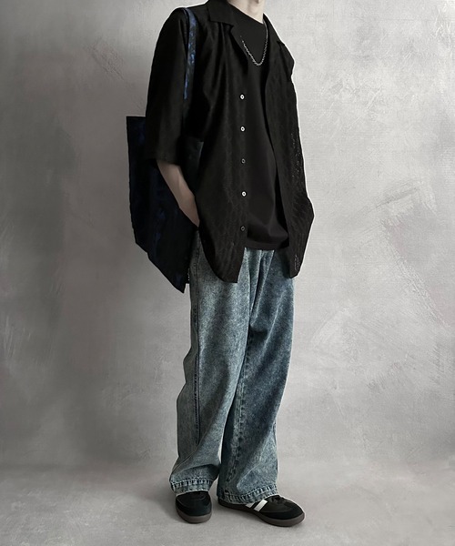 SERACE(セラス)の「【SERACE】Oversize open collar short sleeve lace shirt / オーバーサイズオープンカラー半袖レースシャツ(シャツ/ブラウス・メンズ・ホワイト/グレイッシュベージュ/ブラック・L/M)」の4枚目の写真
