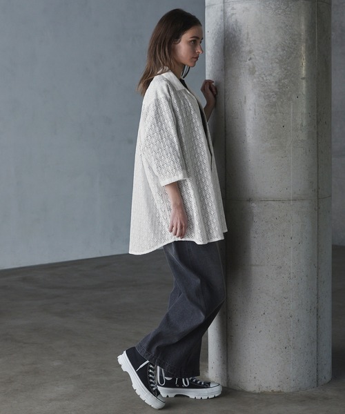シャツ/ブラウス(半袖/袖なし) Kastane - OPEN COLLAR LACE SHIRT SERACE（セラス）の「【SERACE】Oversize open collar short
