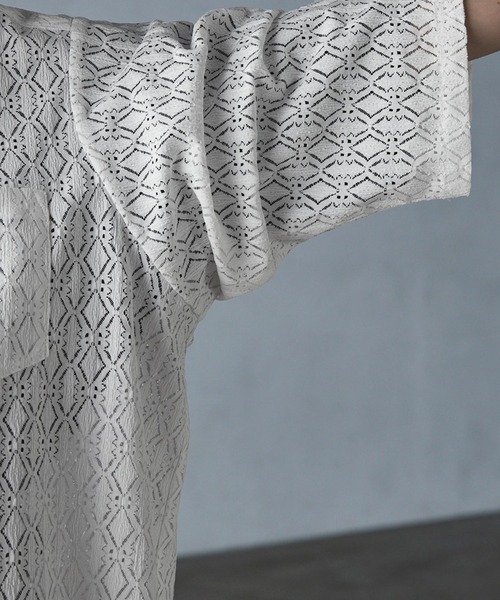 SERACE（セラス）の「【SERACE】Oversize open collar short sleeve lace shirt / オーバーサイズオープンカラー半袖レースシャツ（シャツ/ブラウス・メンズ・ホワイト/グレイッシュベージュ/ブラック・L/M）」の14枚目の写真