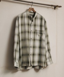 【WILD LIFE TAILOR】 ドレープチェック ロングスリーブ バンドカラーシャツ