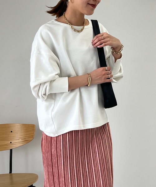 un dix cors（アンディコール）の「アンチピリング裏毛プルオーバー（Tシャツ/カットソー・レディース・オフホワイト/ネイビー/イエロー・FREE）」の8枚目の写真