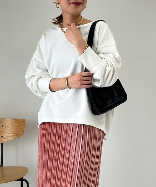 un dix cors（アンディコール）の「アンチピリング裏毛プルオーバー（Tシャツ/カットソー・レディース・オフホワイト/ネイビー/イエロー・FREE）」の4枚目の写真