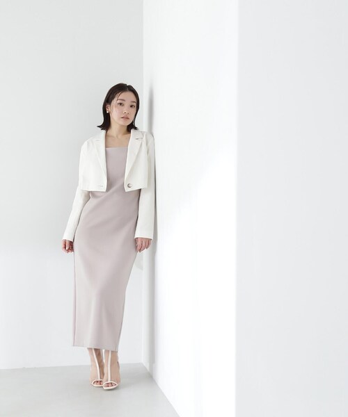 NATURAL BEAUTY BASIC（ナチュラルビューティーベーシック）の「◇【Oggi掲載】ミニマルナローキャミワンピース（ワンピース・レディース・ブラック/ブルー/ベージュ・MEDIUM）」の5枚目の写真